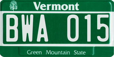 VT license plate BWA015