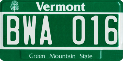 VT license plate BWA016