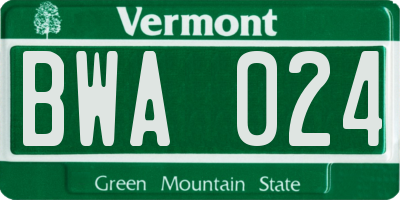 VT license plate BWA024