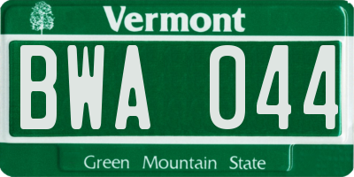 VT license plate BWA044