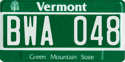 VT license plate BWA048