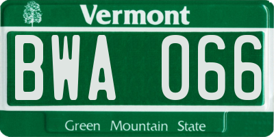 VT license plate BWA066