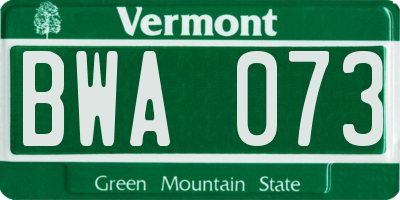 VT license plate BWA073