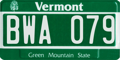 VT license plate BWA079