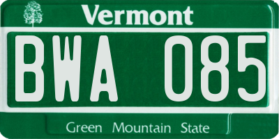 VT license plate BWA085