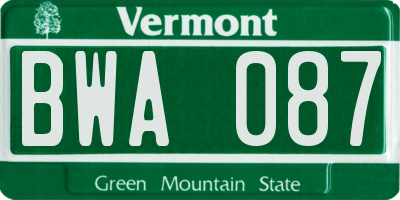 VT license plate BWA087