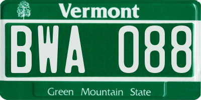 VT license plate BWA088