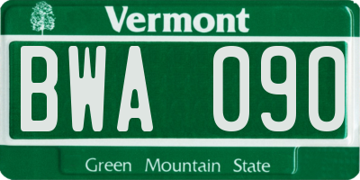 VT license plate BWA090