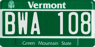 VT license plate BWA108