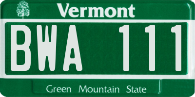 VT license plate BWA111