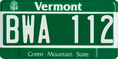 VT license plate BWA112