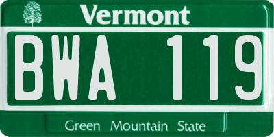VT license plate BWA119