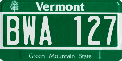 VT license plate BWA127