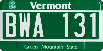 VT license plate BWA131