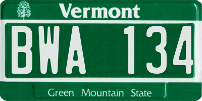 VT license plate BWA134