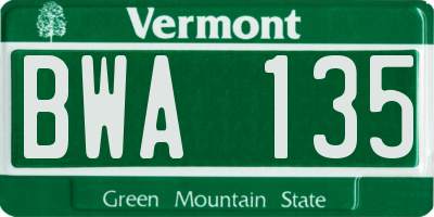 VT license plate BWA135