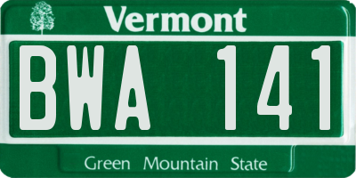 VT license plate BWA141