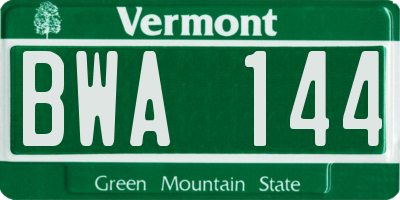 VT license plate BWA144