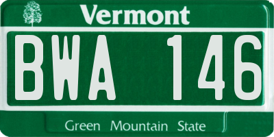 VT license plate BWA146