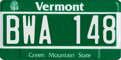 VT license plate BWA148