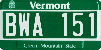 VT license plate BWA151