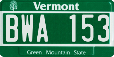 VT license plate BWA153