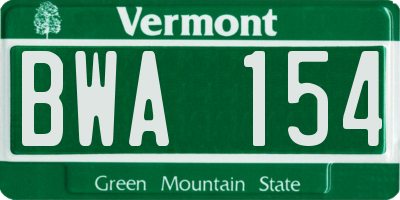 VT license plate BWA154