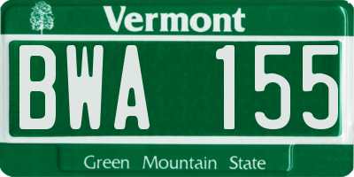VT license plate BWA155