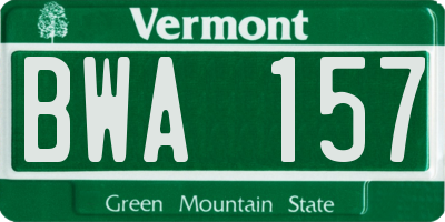 VT license plate BWA157