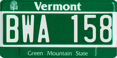 VT license plate BWA158