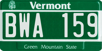VT license plate BWA159