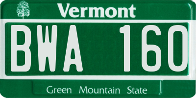 VT license plate BWA160