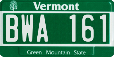 VT license plate BWA161