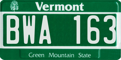 VT license plate BWA163