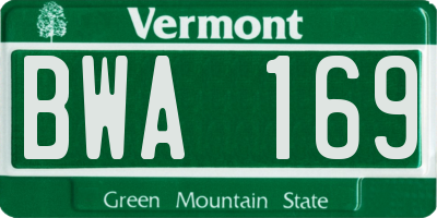 VT license plate BWA169