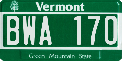 VT license plate BWA170
