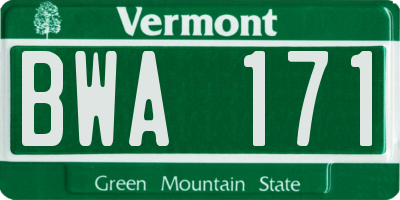 VT license plate BWA171