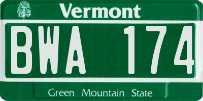 VT license plate BWA174