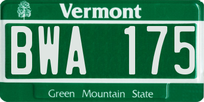 VT license plate BWA175