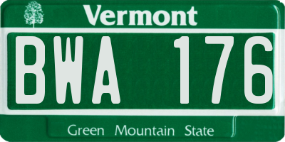 VT license plate BWA176