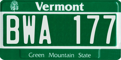 VT license plate BWA177