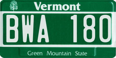 VT license plate BWA180