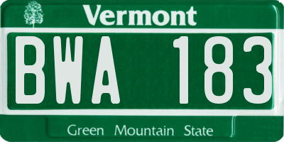 VT license plate BWA183