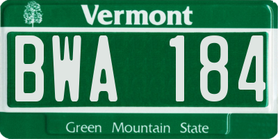 VT license plate BWA184
