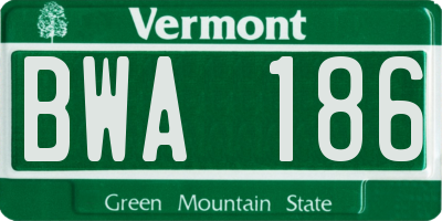 VT license plate BWA186