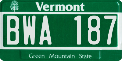 VT license plate BWA187