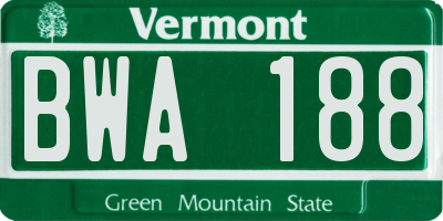 VT license plate BWA188