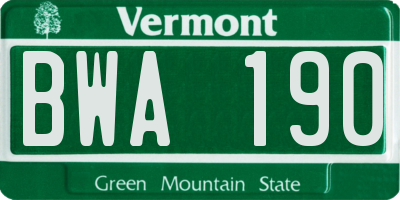 VT license plate BWA190