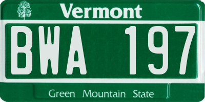 VT license plate BWA197