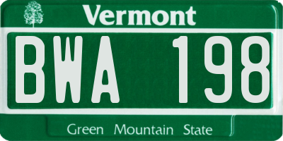 VT license plate BWA198